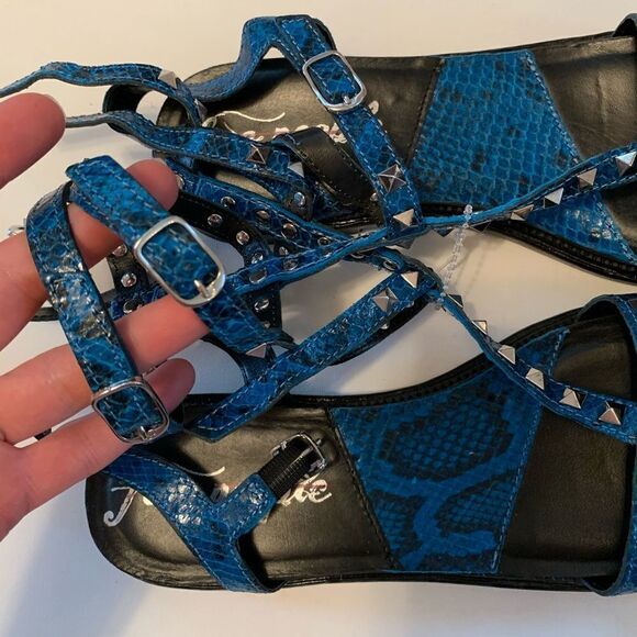 Free People Sneak Print animal print blue black Gladiator Sandals Sz 9 - Picture 6 of 9